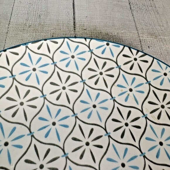 Better Homes & Gardens Dinner Plates Blue Gray Piers Floral  Better Homes And Gardens PIERS GRAY Teal Geometric Flowers Dinner Plates Set 4